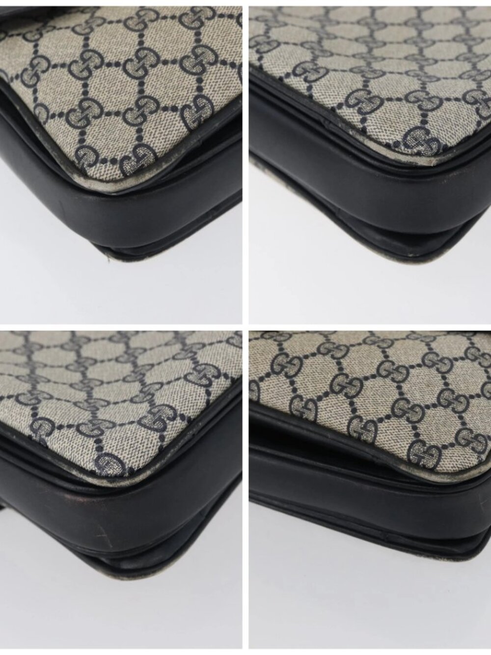 GUCCI GG Supreme Shoulder Bag PVC Navy Gold - Picture 14 of 16